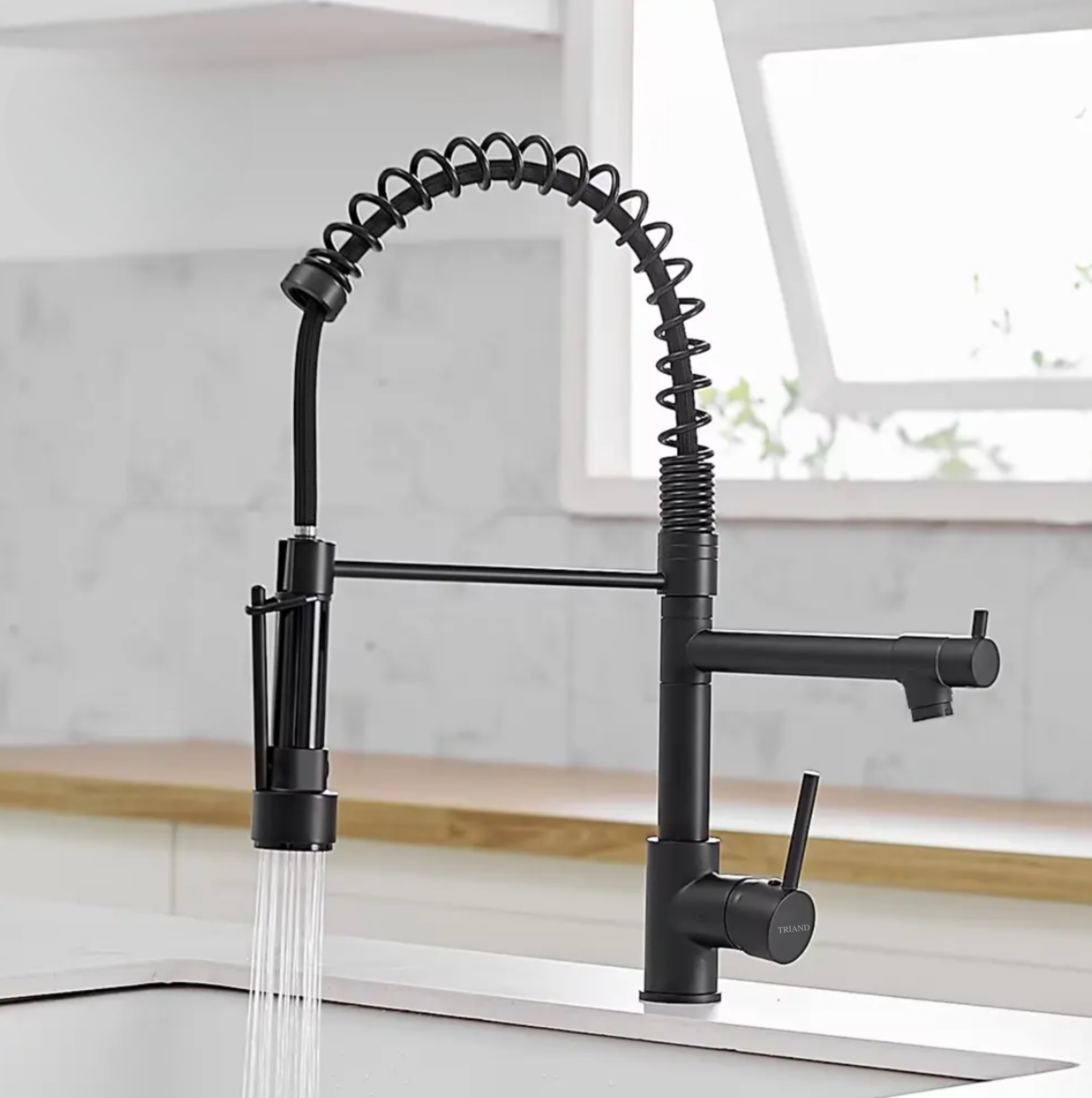 Modern Luxury Bathroom Faucet, Matte Black Single Handle Vessel Sink Tap, Hot and Cold Water Mixer